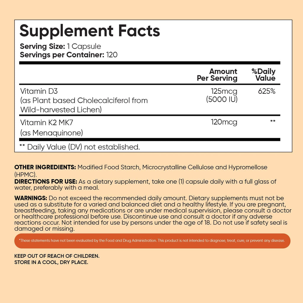 WeightWorld Vitamina D3 5000 UI + K2 MK-7 120 mcg - 120 Cápsulas