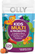 OLLY Kids Multivitamin & Probiotic Gummy - Gomitas multivitamínicas con probióticos, Sabor Berry, 120 unidades