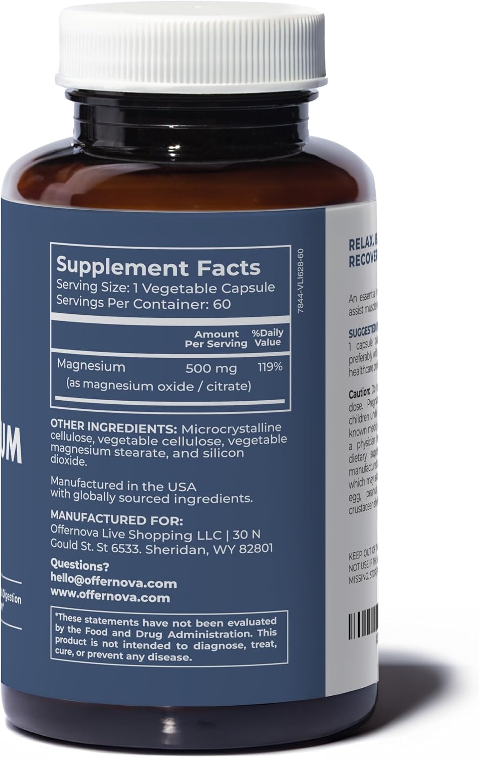 Offernova Magnesium Ultra - Complejo de Magnesio 500mg con Citrato y Óxido