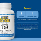 Natural Factors Vitamina D3 1000 IU (25 mcg) - 180 Comprimidos