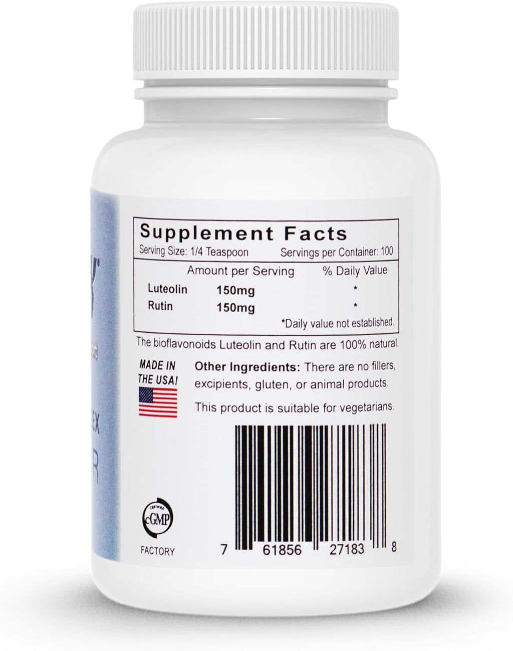 Lutimax Luteolin Complex en Polvo con Rutina - Suplemento Cerebral para Memoria y Enfoque - 100 porciones