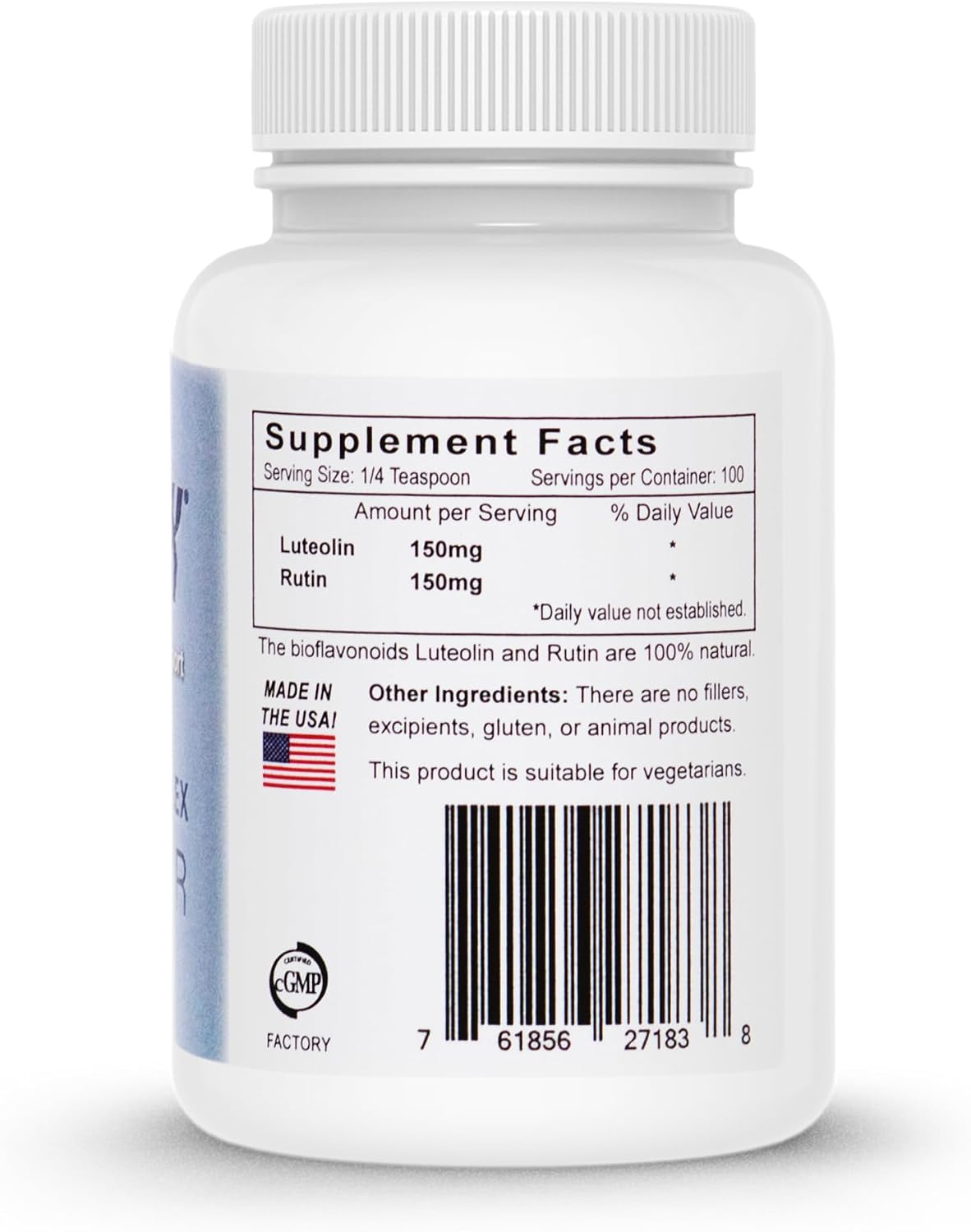 Lutimax Luteolin Complex en Polvo con Rutina - Suplemento Cerebral para Memoria y Enfoque - 100 porciones