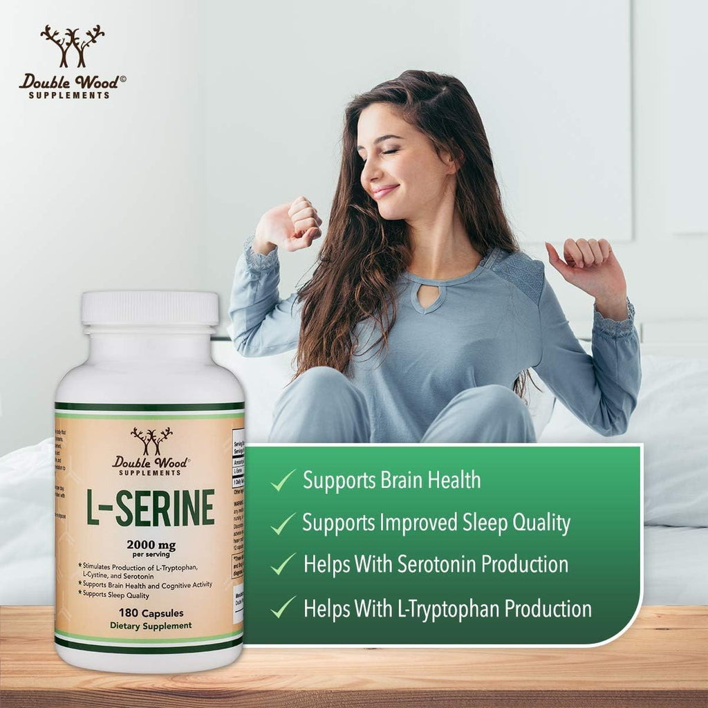 L-Serine 2,000 mg por ración - 180 cápsulas - Double Wood Supplements