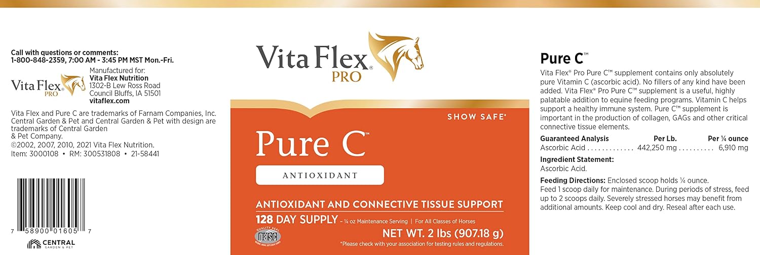 Vita Flex Pro Pure C Antioxidant – Suplemento de Vitamina C Pura para Caballos