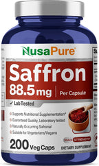NusaPure Extracto de Azafrán 88.5 mg 200 Cápsulas Vegetales (Vegano, Sin OGM)
