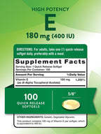 Nature's Truth Vitamina E 400 IU (180 mg) - 100 Cápsulas Blandas