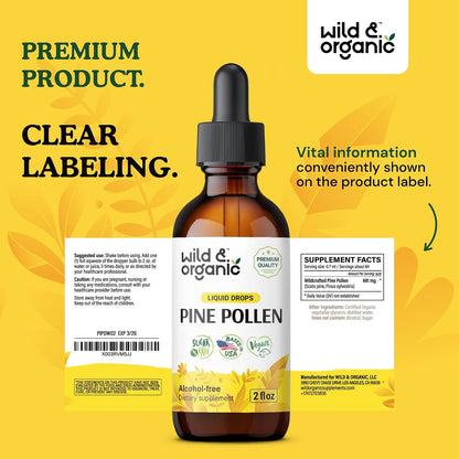 Wild & Organic Tintura de Polen de Pino - Extracto de Polen de Pino Silvestre - Suplemento Líquido Vegano, Sin Alcohol ni – Image 9