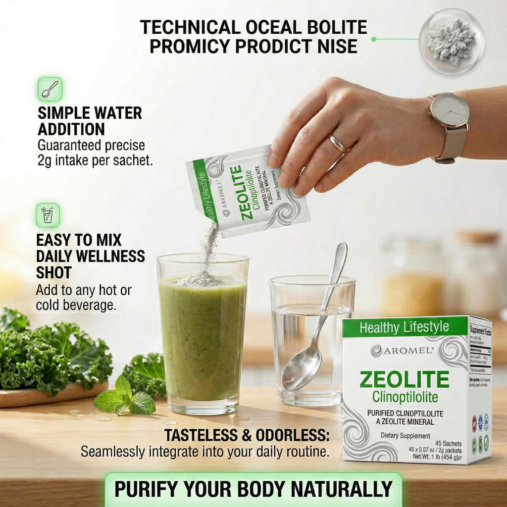 aromel Zeolite Powder Clinoptilolite - 45 Sobres de Polvo Ultrafino (<1 µm) | Clinoptilolita 95% | 3X Activado
