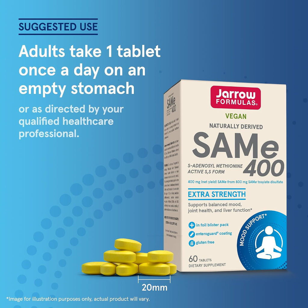 Jarrow Formulas SAMe 400 mg - 60 Comprimidos con Cubierta Entérica - Forma Activa S,S