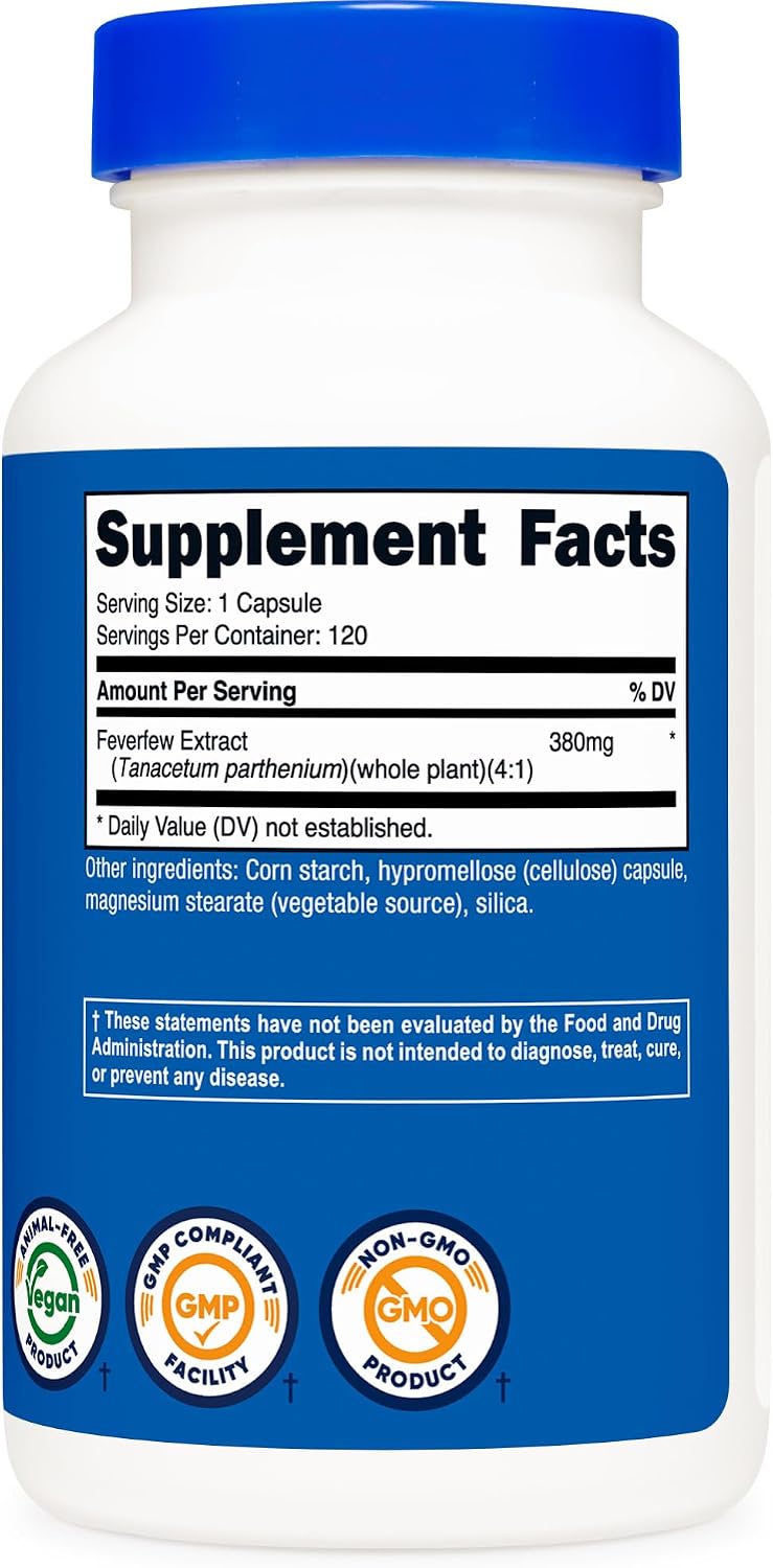 Nutricost Cápsulas de Tanaceto 380mg, 120 Cápsulas Vegetarianas