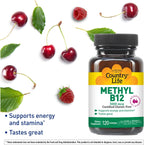 Country Life Metil B12, 3000 mcg Pastillas, Sabor a Bayas, 120 Pastillas Veganas