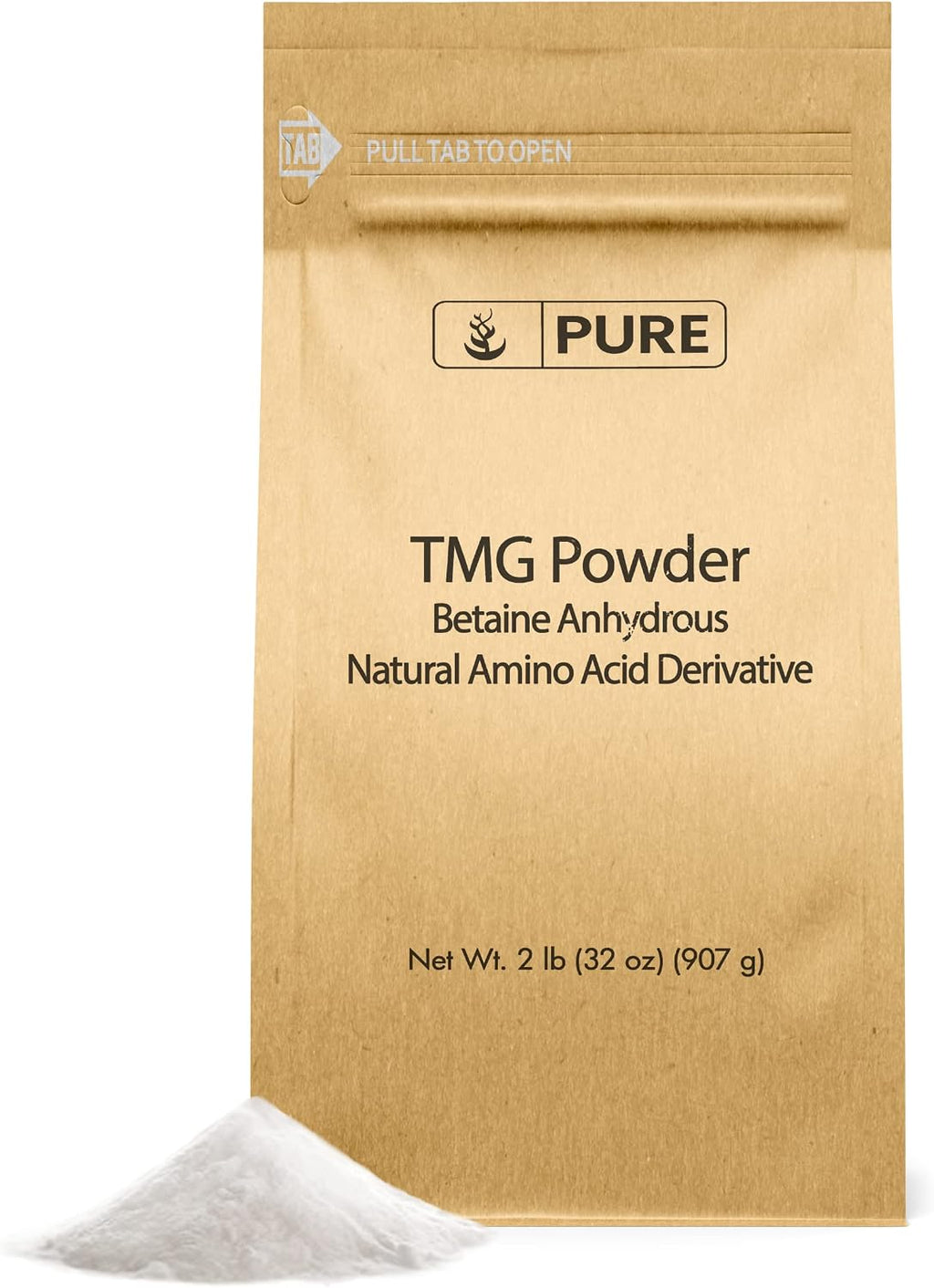 PURE ORIGINAL INGREDIENTS Trimetilglicina (TMG) en Polvo - 907 g (2 lb) - Vegano y Sin Gluten