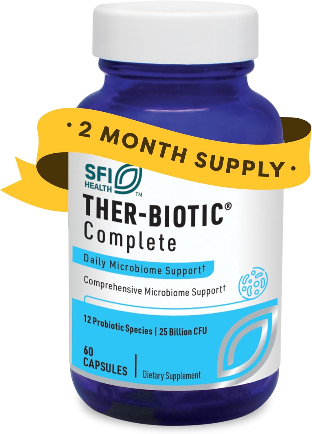 Klaire Labs SFI Health Ther-Biotic Complete - Probióticos de 25 mil millones de UFC, 12 cepas, Hipoalergénico, 120 Cápsulas (Paquete de 2)