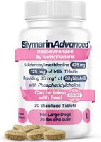 SilymarinAdvanced Suplemento Hepático para Perros Grandes - Cardo Mariano con SAMe y Silibina - 30 Comprimidos