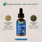 Comfort Plus Herbal Formula for Dogs & Cats, 2 fl oz - Made in USA, California Poppy & Skullcap