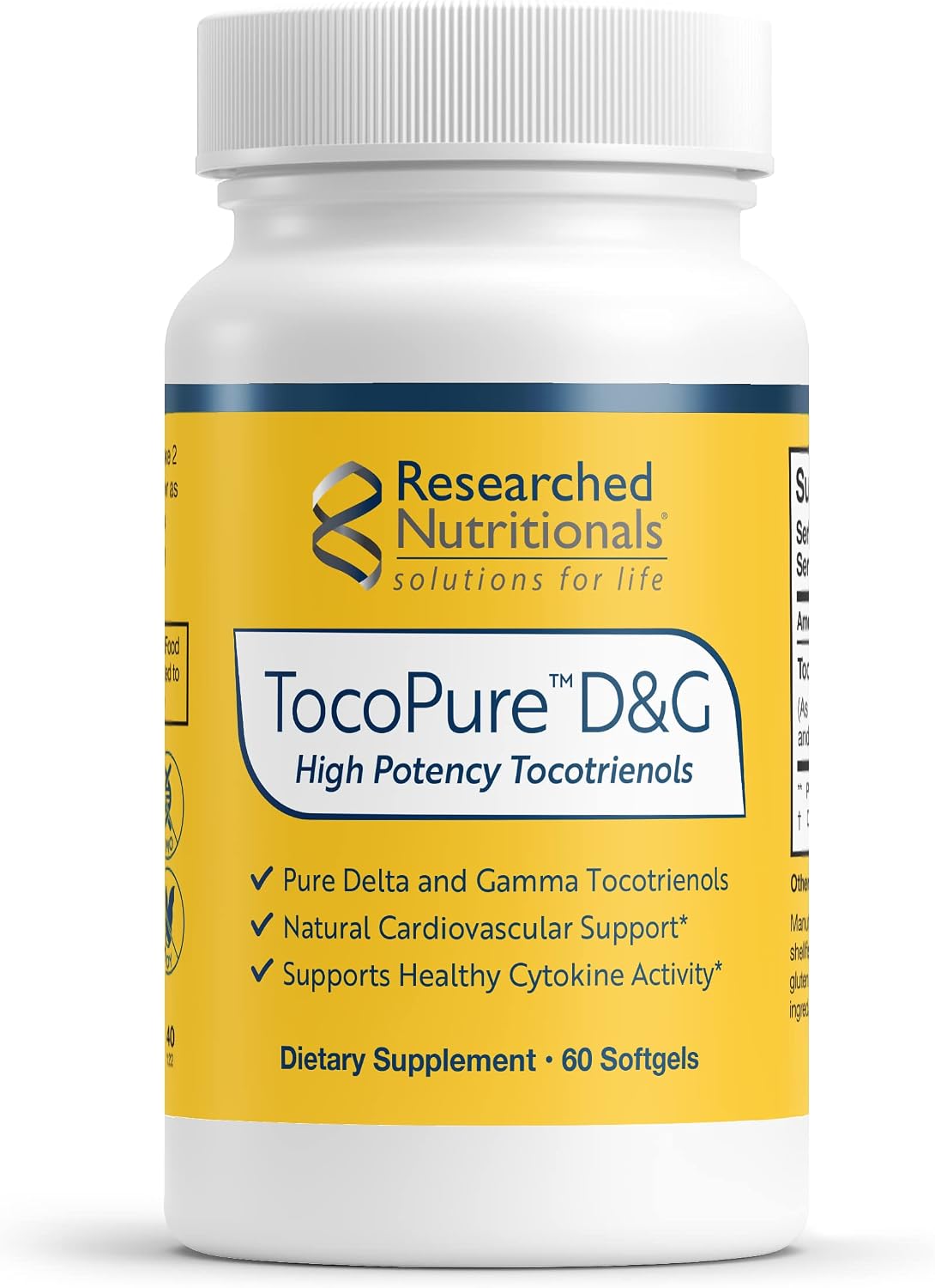 Researched Nutritionals TocoPure D&G - Annatto Vitamina E Tocotrienols - 60 Softgels