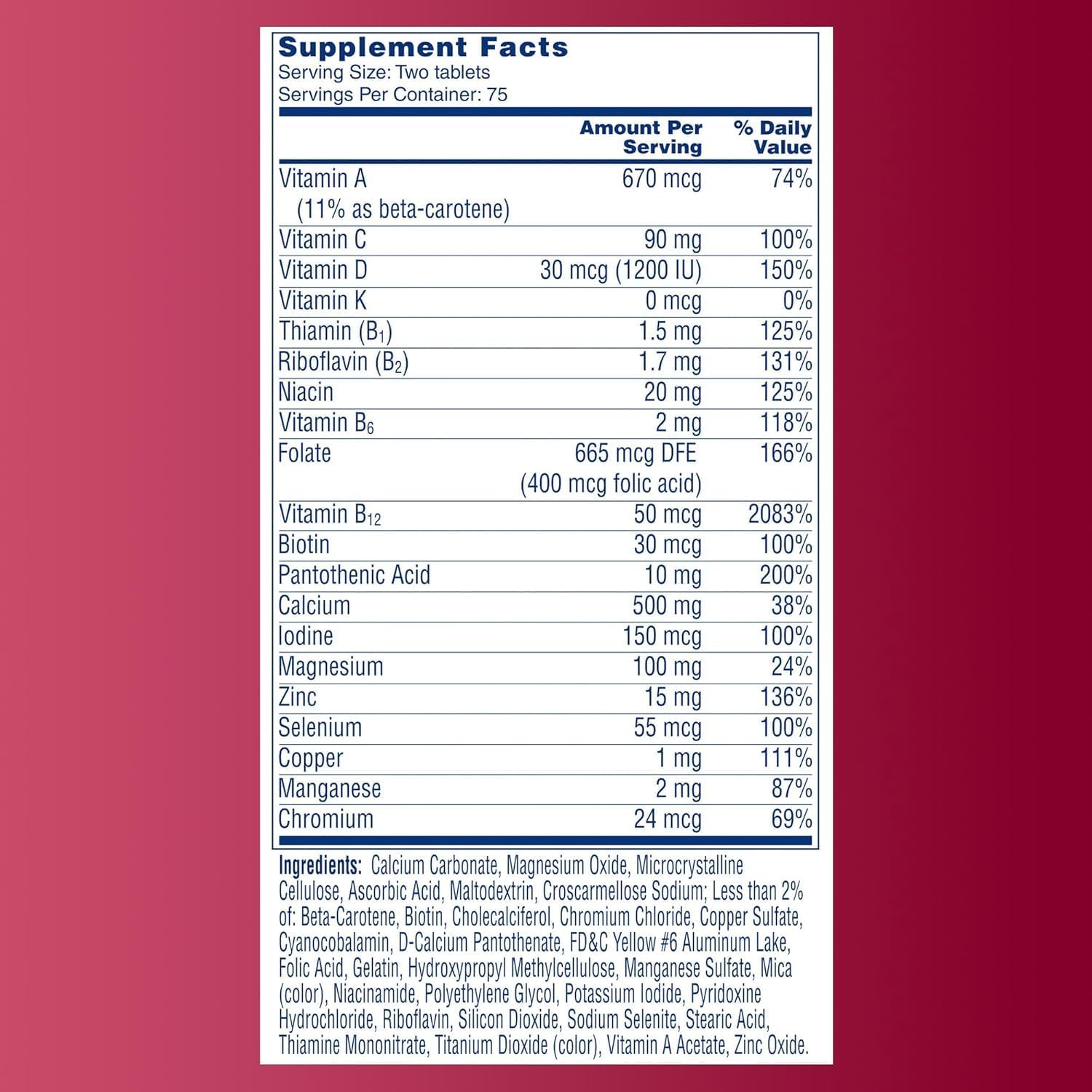 Multivitamínico One A Day Proactive 65 Plus, 150 tabletas
