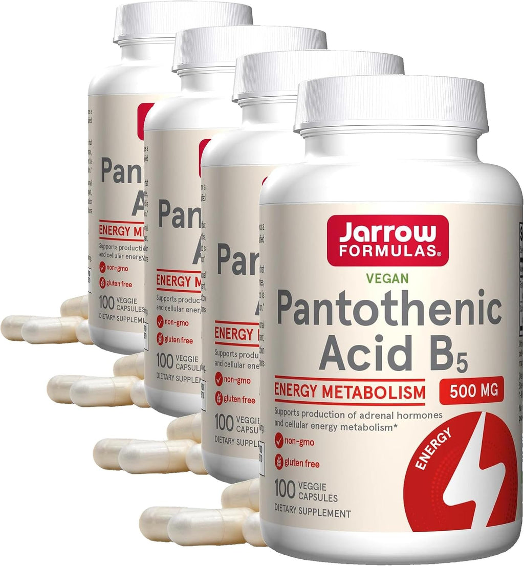 Jarrow Formulas Ácido Pantoténico B5 500 mg, 100 Cápsulas Vegetales
