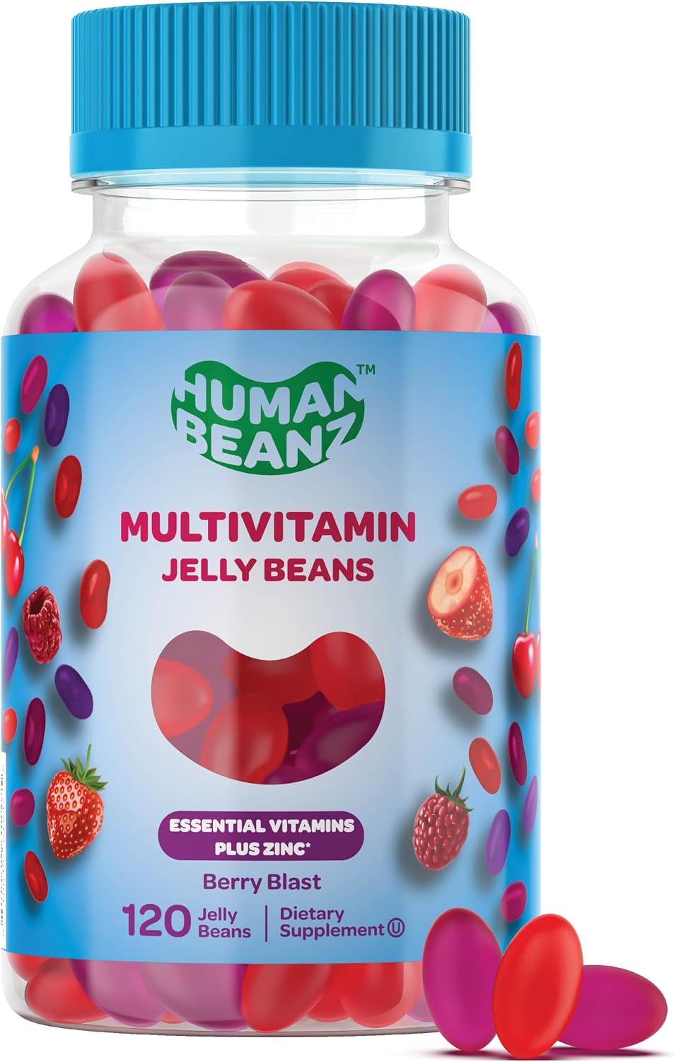 Human Beanz Gominolas Multivitamínicas con Zinc, 120 Gominolas Sabor Berry Blast