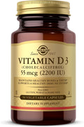 Solgar Vitamin D3 (Cholecalciferol) 55 mcg (2200 IU), 50 Vegetable Capsules