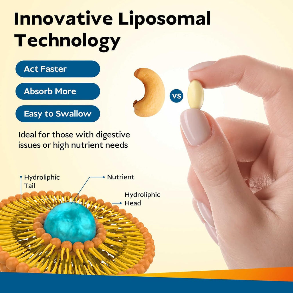 Vita Spark Vitamina D3 K2 Liposomal con Magnesio - 5000 UI D3, 100 mcg K2 MK-7, 90 Cápsulas Blandas