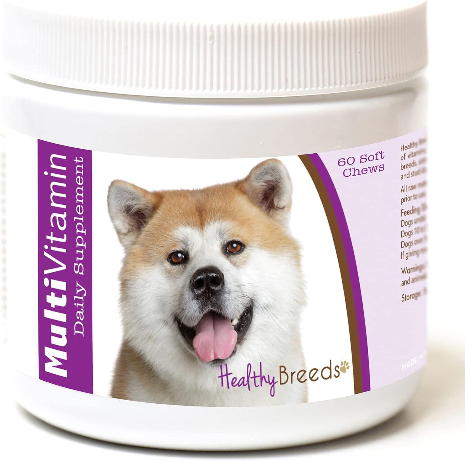 Healthy Breeds Akita Multivitamínico Masticables Blandos para Perros, 60 unidades