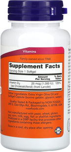 NOW Foods - Vitamina D3 1000 UI (180 cápsulas blandas) Pack de 2