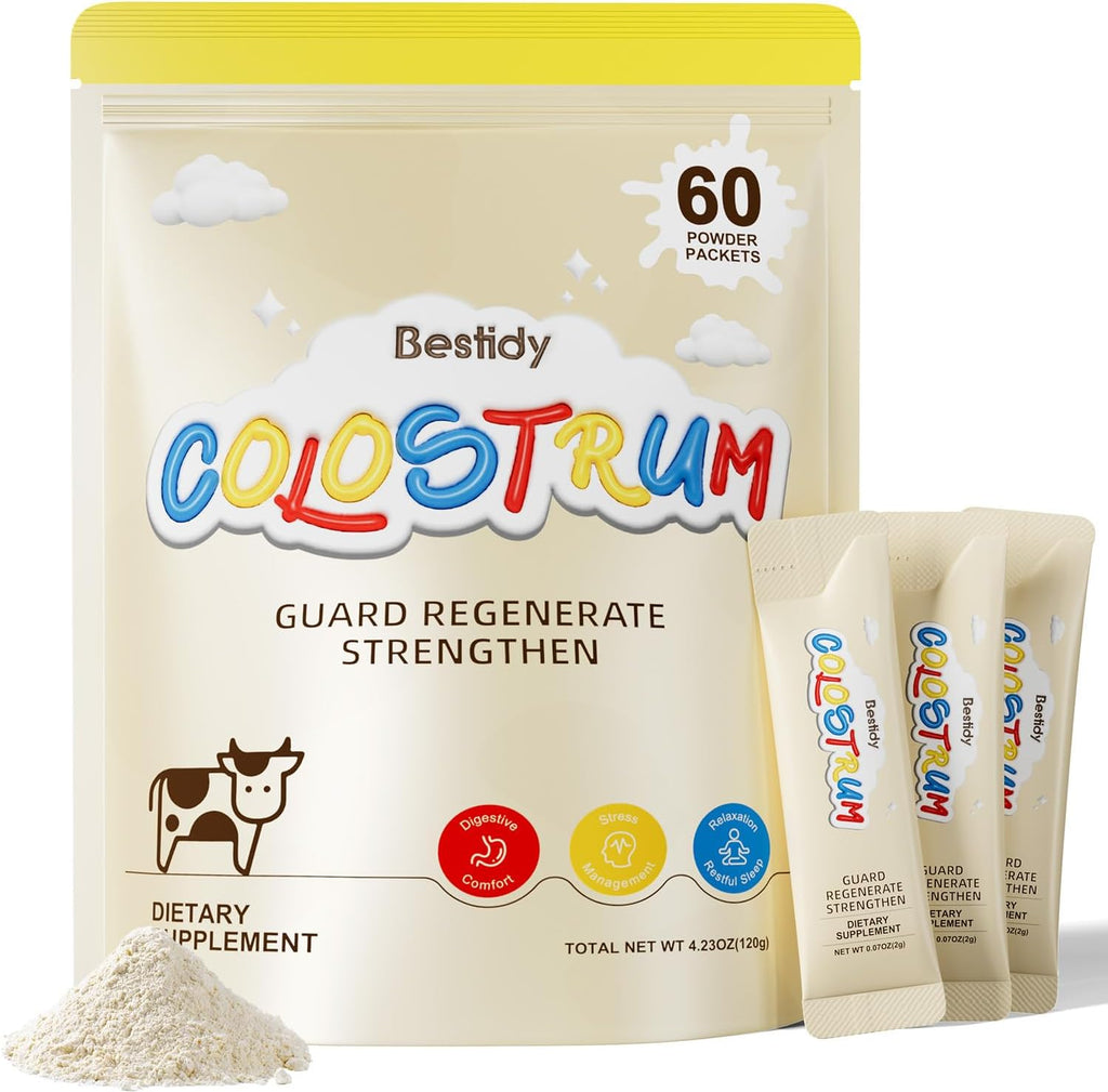 Bestidy Calostro Bovino en Polvo - Suplemento Natural para la Salud Intestinal, Cabello y Piel - 60 Sobres Individuales