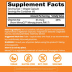 Doctor's Best Natural Vitamin K2 MK7 con MenaQ7, 45 mcg, 60 Cápsulas Veganas