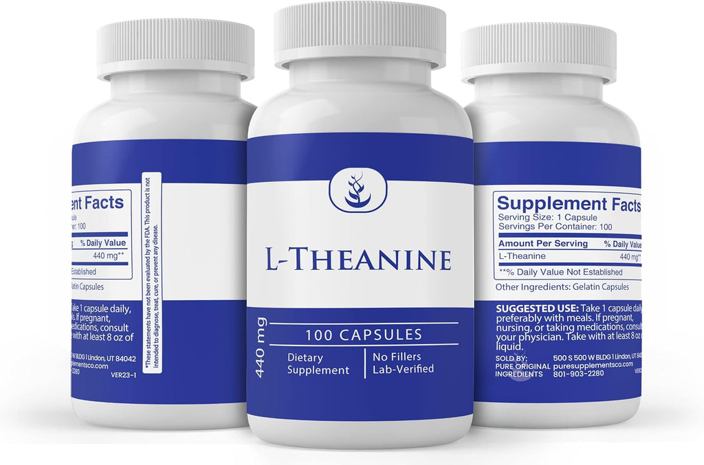 Pure Original Ingredients L-Teanina, 100 Cápsulas - Puro y Sin Aditivos