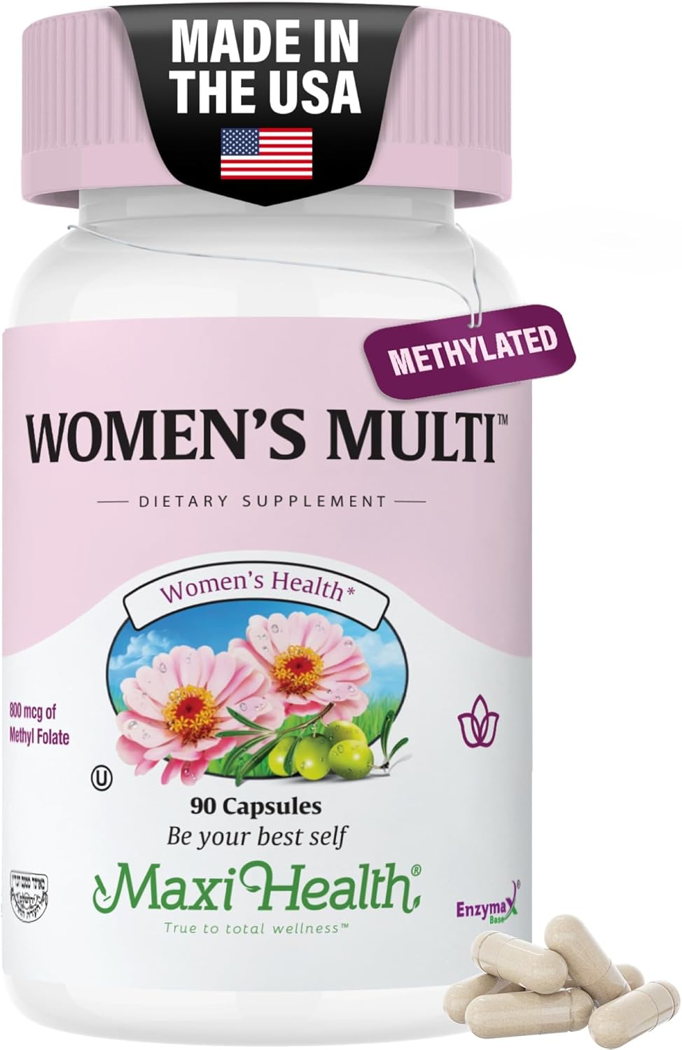 Maxi Health Multivitamínico para Mujeres – Fórmula Metilada con 23 Vitaminas y Minerales – 90 Cápsulas