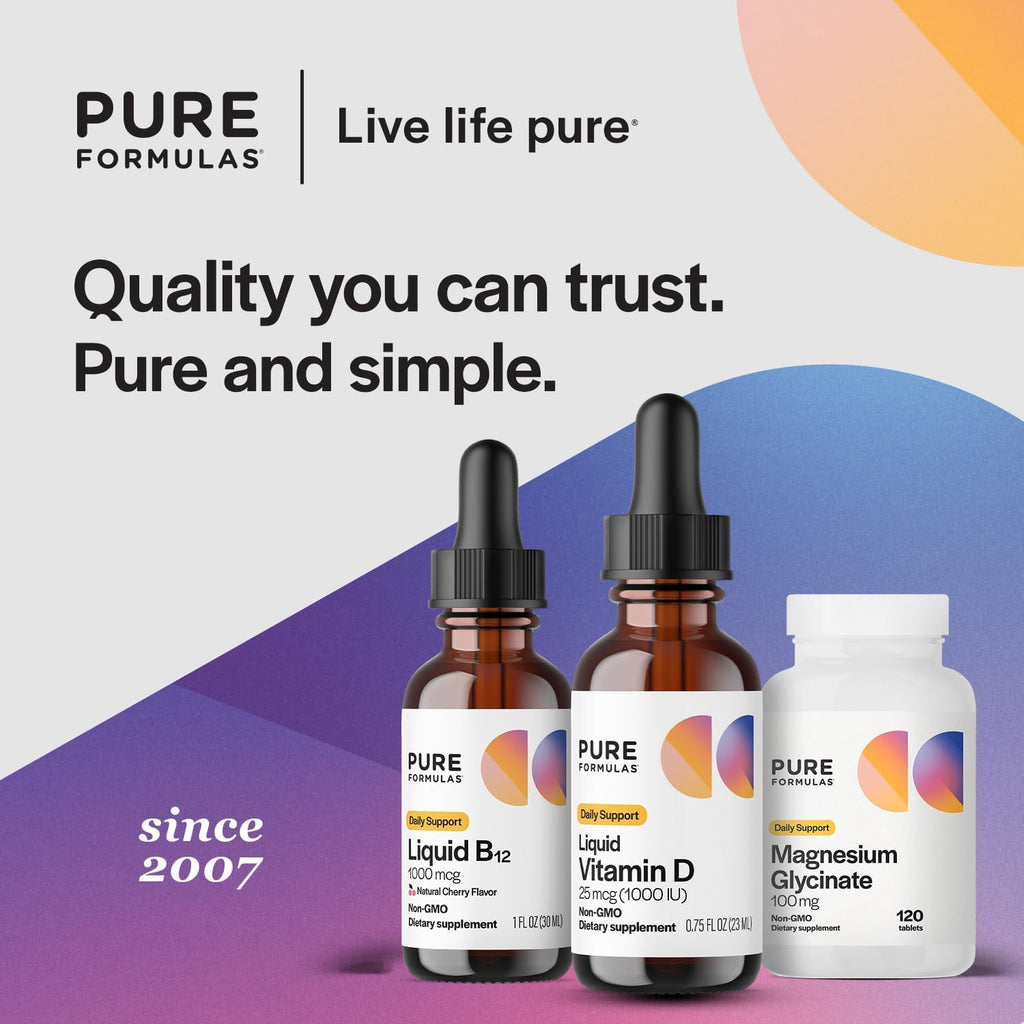 PureFormulas Vitamina D3 Líquida 25 mcg (1.000 UI) - Gotas de Vitamina D3 para Adultos y Niños - No Transgénico, Vegetariano - 22 ml