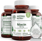 Natural Nutra Niacina 100 mg – Suplemento de Vitamina B3, 100 Comprimidos (Pack de 3)