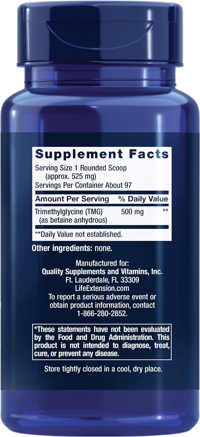 Life Extension TMG en polvo – Trimetilglicina – 50 g