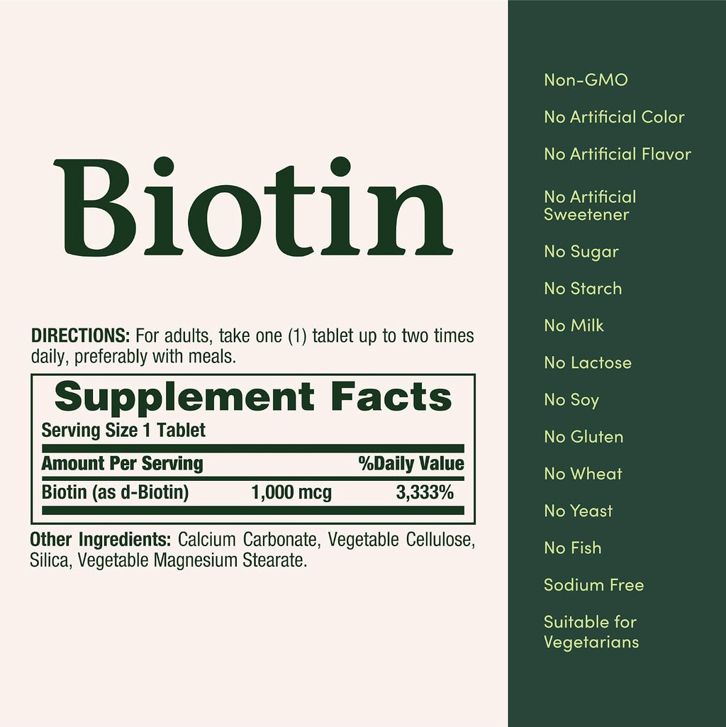 Nature's Bounty Biotina 1000 mcg – 100 Tabletas