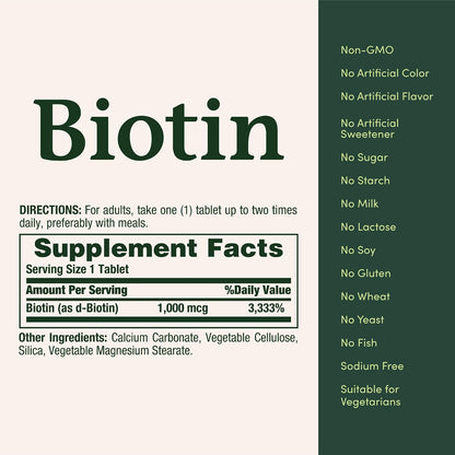 Nature's Bounty Biotina 1000 mcg – 100 Comprimidos – Image 5