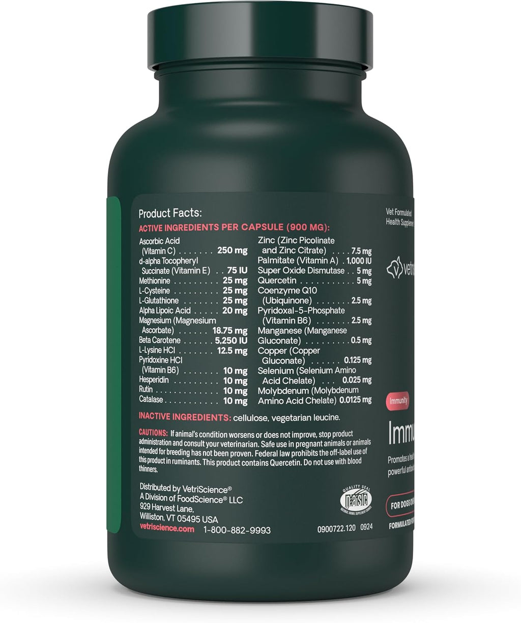 VetriScience Immunity Health - Complemento Antioxidante para Perros Medianos y Grandes, 120 Cápsulas