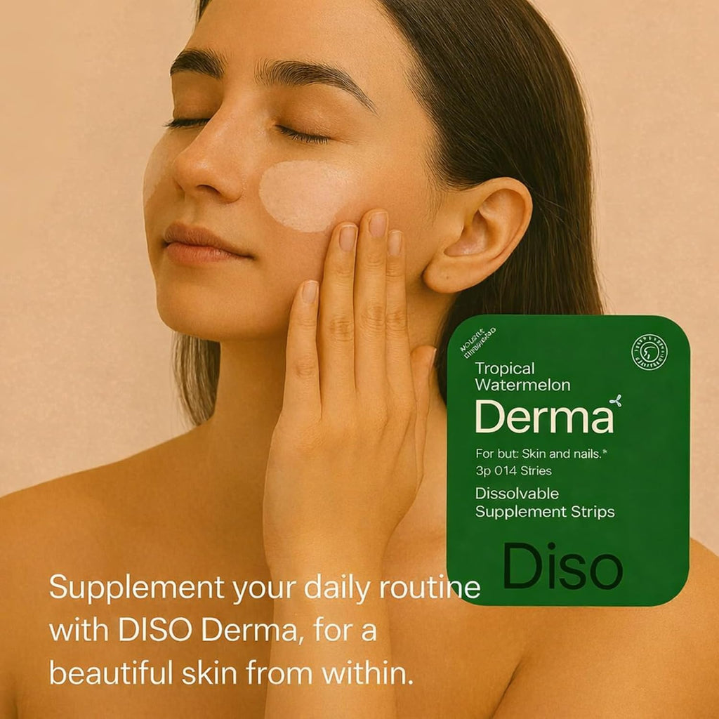 DISO Derma – Tiras Orales de Biotina para Cabello, Piel y Uñas, Sabor Sandía Tropical, 30 Unidades