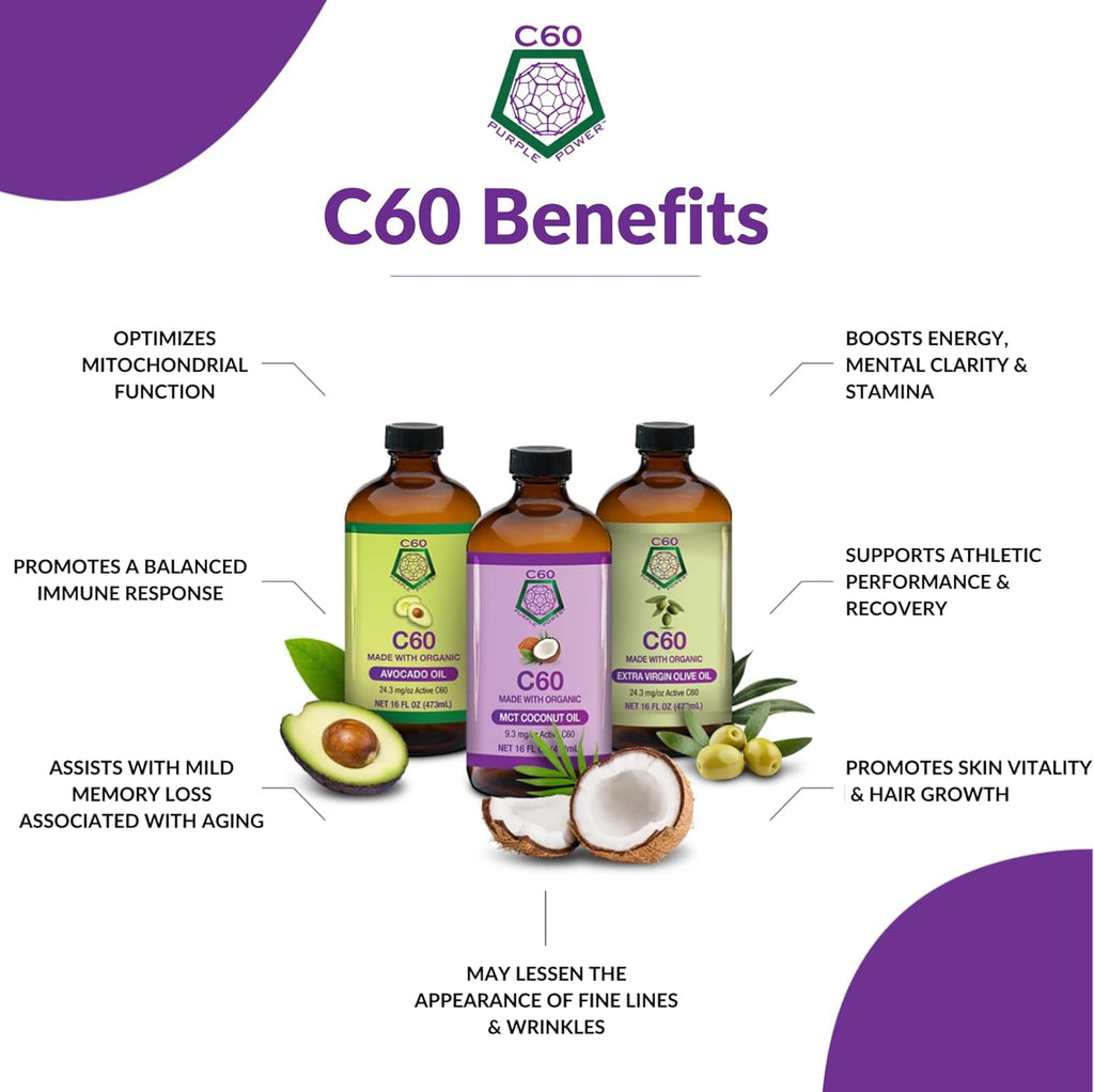 C60 Power en Aceite de Aguacate Orgánico - 2 fl oz