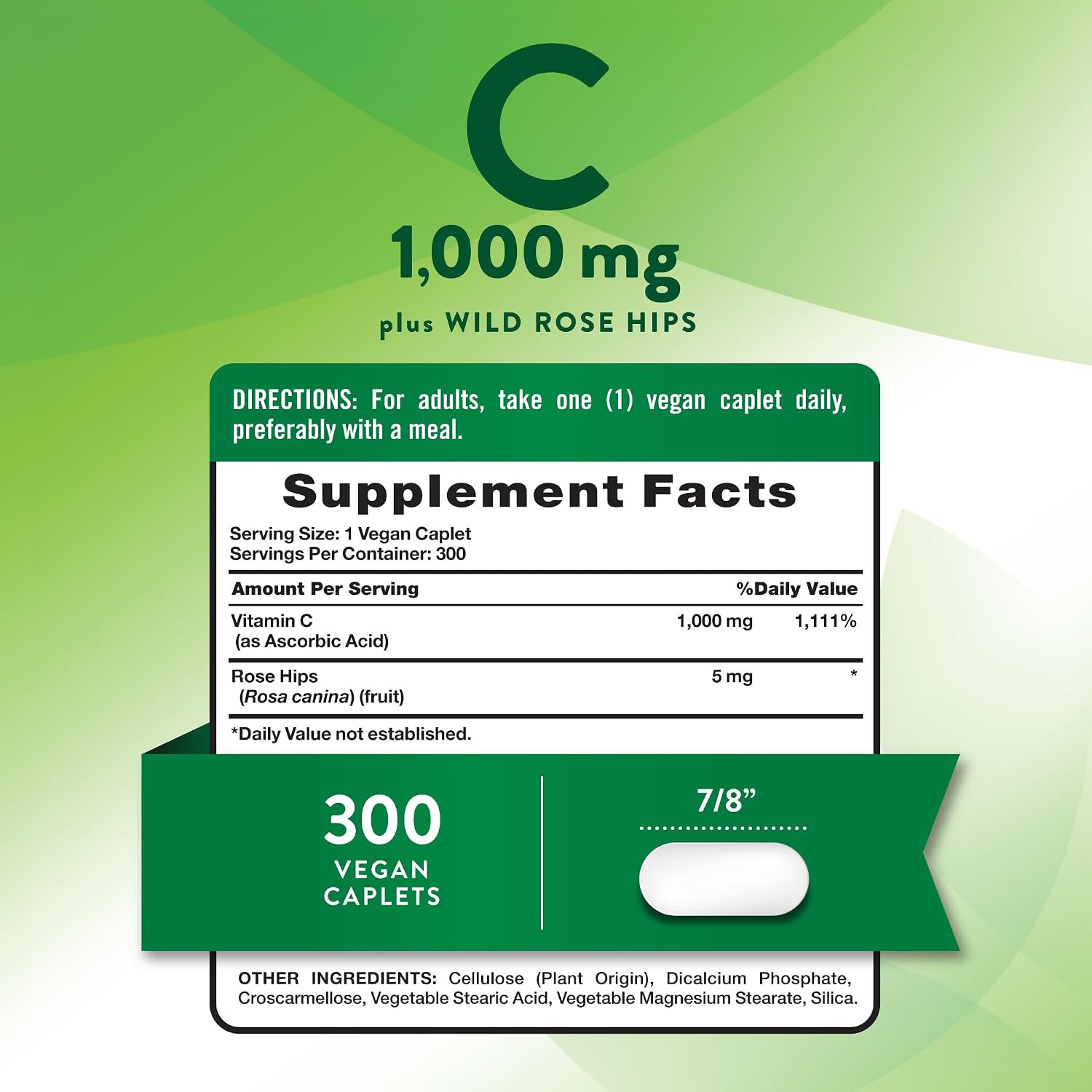 Vitamina C 1000 mg con Rosa Mosqueta - 300 Comprimidos Veganos - Nature's Truth