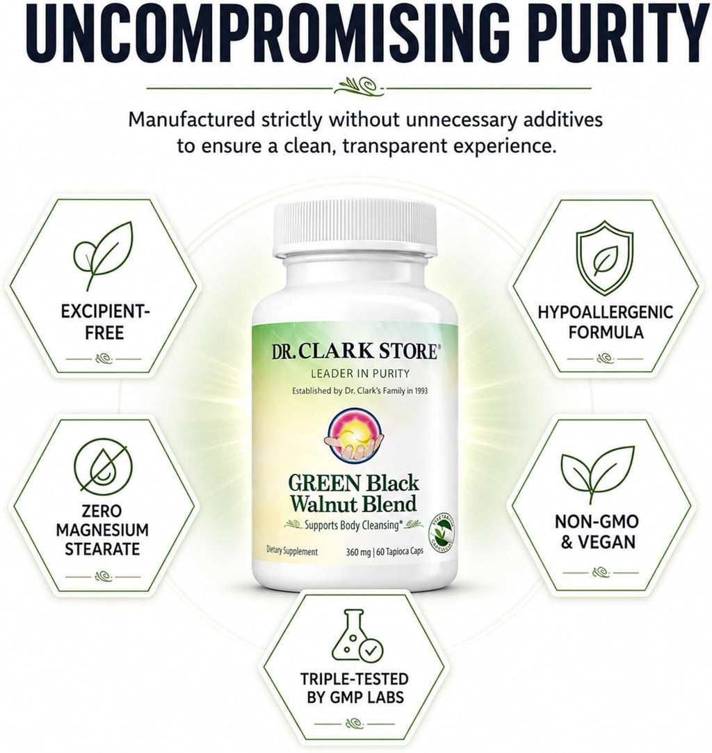 Dr Clark Store Mezcla de Nogal Verde y Negro 360mg, 60 Cápsulas de Tapioca