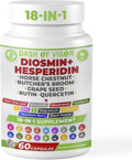 Dash of Vigor 18-en-1 Suplemento de Diosmina y Hesperidina con Quercetina, Bromelina, Zinc, Vitamina C, Rutina, Castaño de Indias y Escoba de Carnicero, 60 Cápsulas