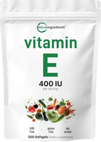 Micro Ingredients Vitamina E 400IU, 300 Cápsulas Blandas