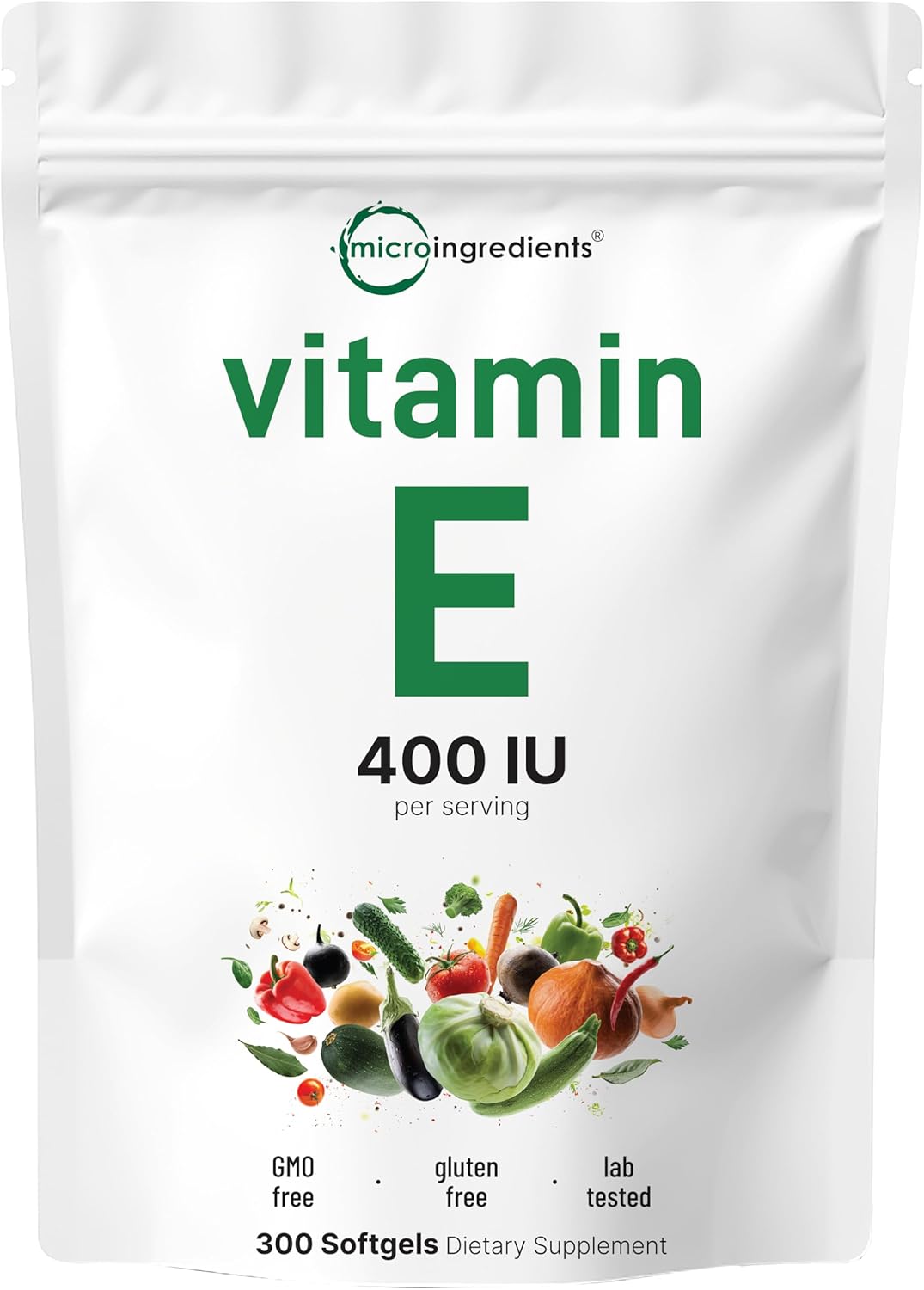 Micro Ingredients Vitamina E 400IU, 300 Cápsulas Blandas
