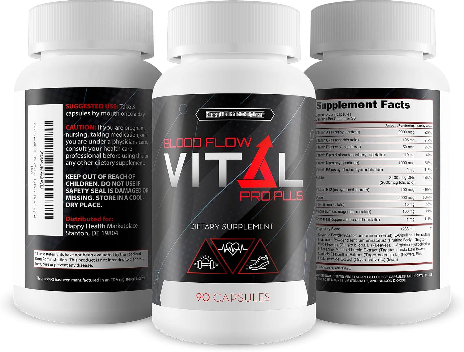 Blood Flow Vital Pro Plus - Fórmula Mejorada - Suplemento de Circulación para Hombres