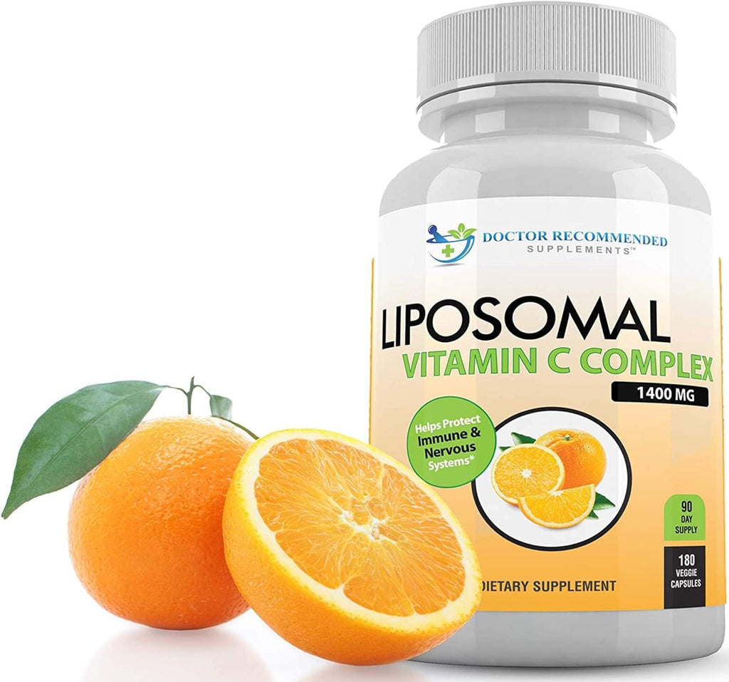 Vitamina C Liposomal 1400mg por Dosis – Alta Absorción, 180 Cápsulas Vegetales (2 Frascos)