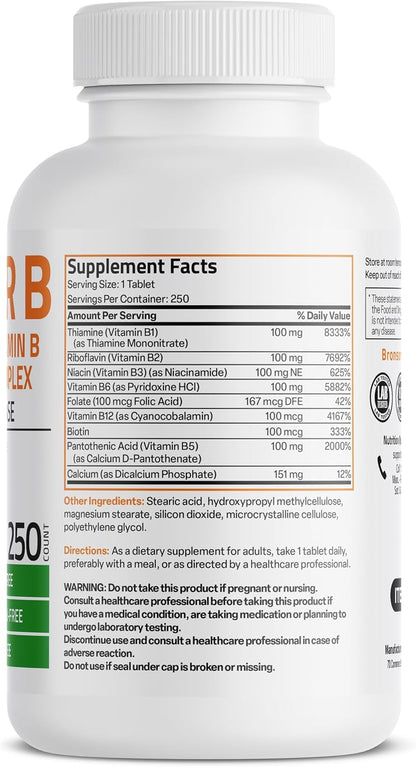Bronson Super B 100 Complejo B Completo con – Funcionamiento normal del sistema nervioso: B1, B2, B6, B12 y – Image 2