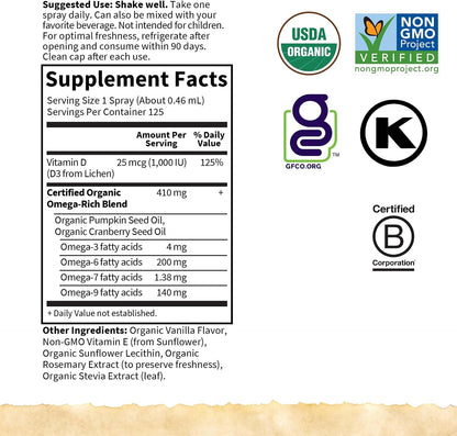 Garden of Life Vitamin D3 Mykind Spray de Vainilla Vegano Orgánico, 59 ml (2 fl oz) – Image 5