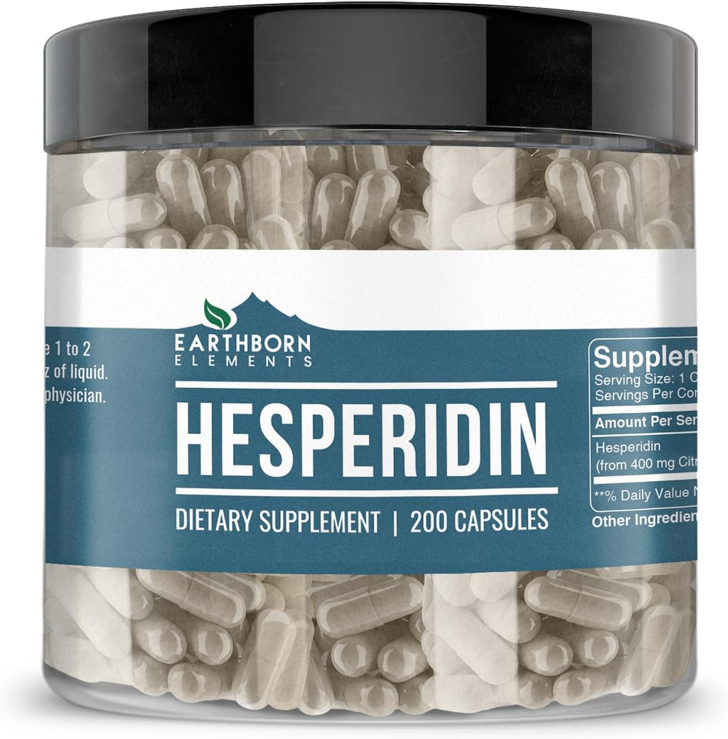 Earthborn Elements Hesperidina 200 Cápsulas, Pura y sin Diluir, Sin Aditivos