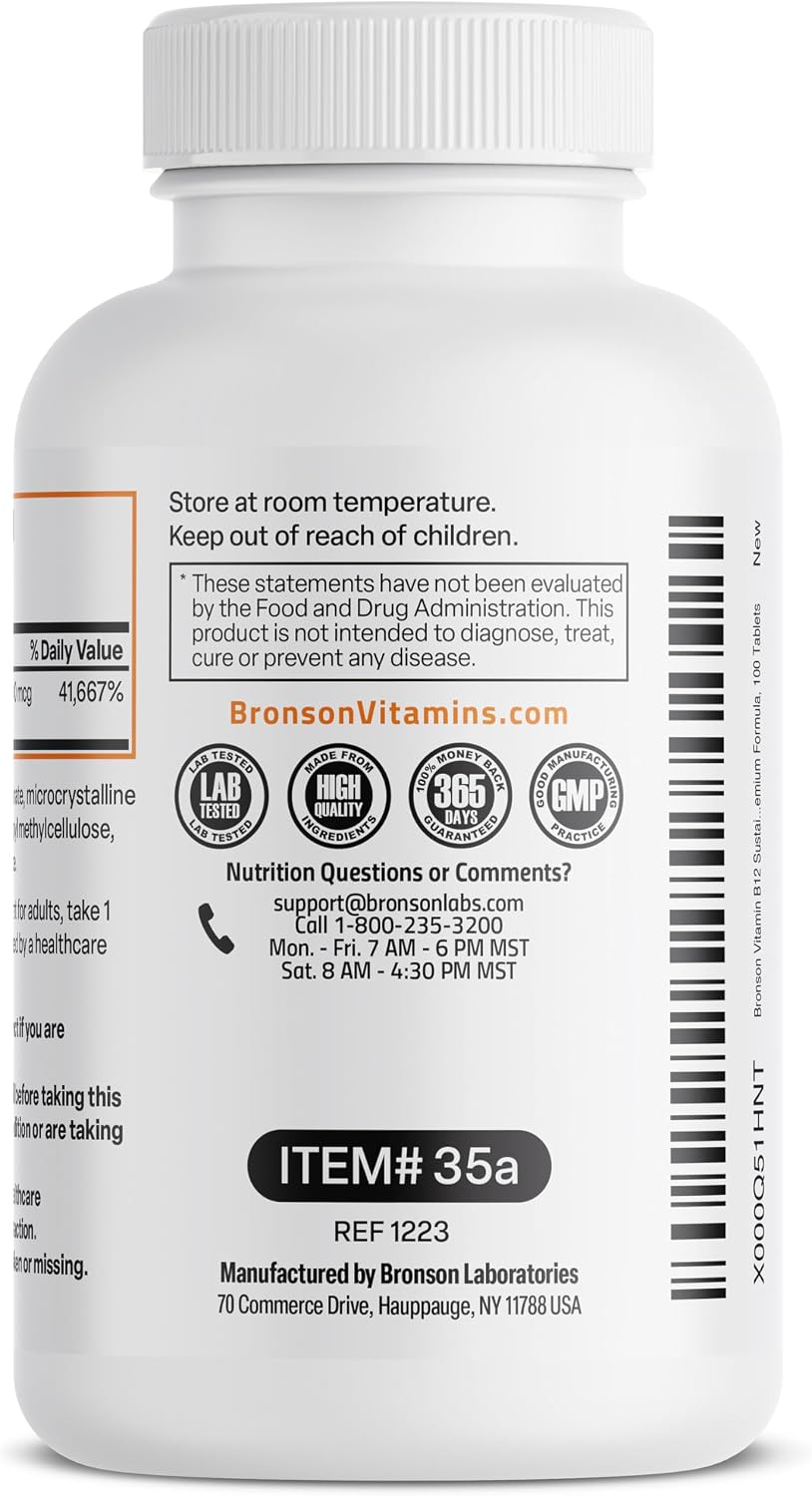 Bronson Vitamina B12 1000 mcg Liberación Prolongada - 100 Tabletas